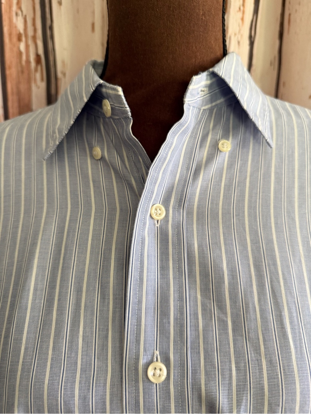 Reworked upcycled Ralph Lauren large Striped Ruffle button down shirt - Picture 2 of 13